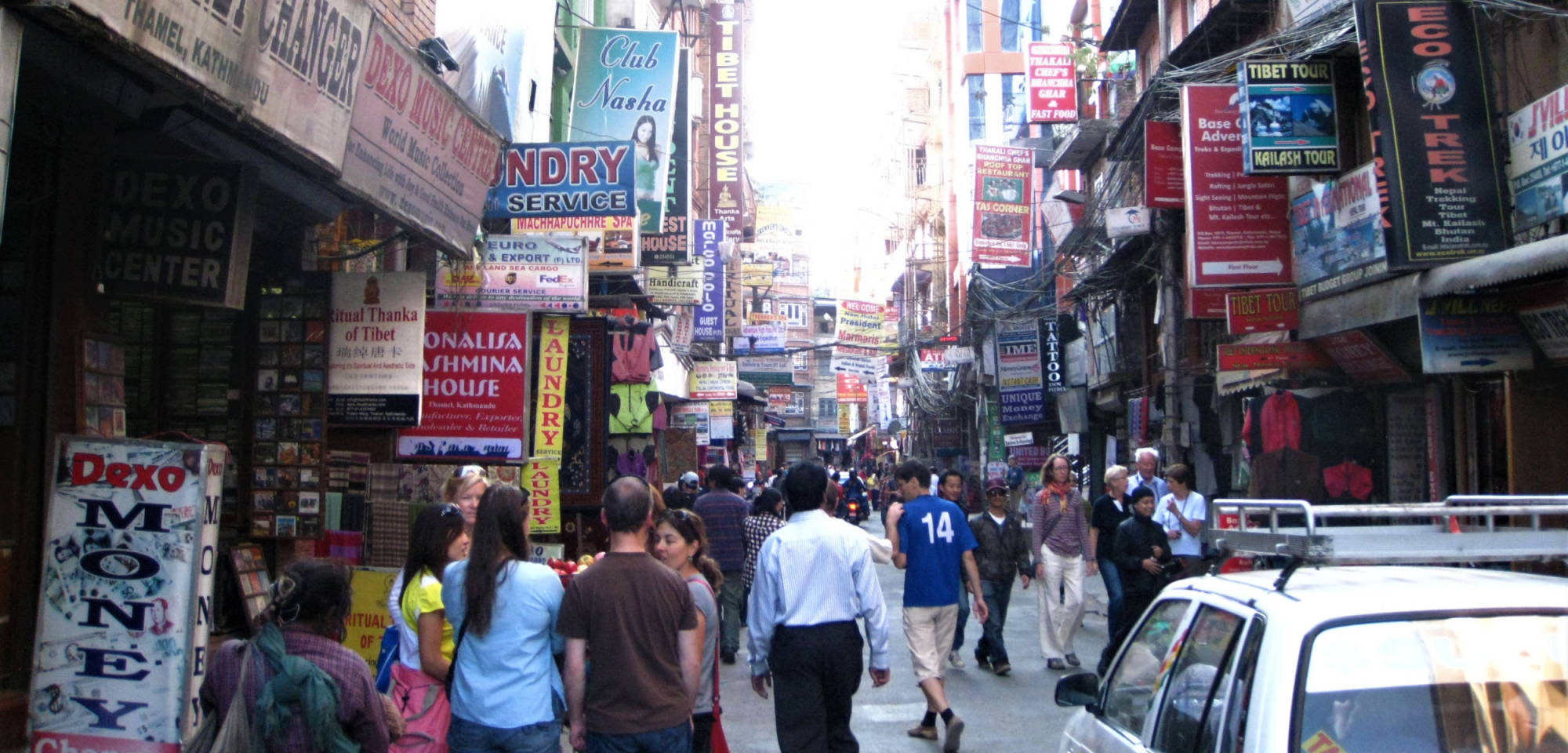 Het gezellige toeristen centrum Thamel.